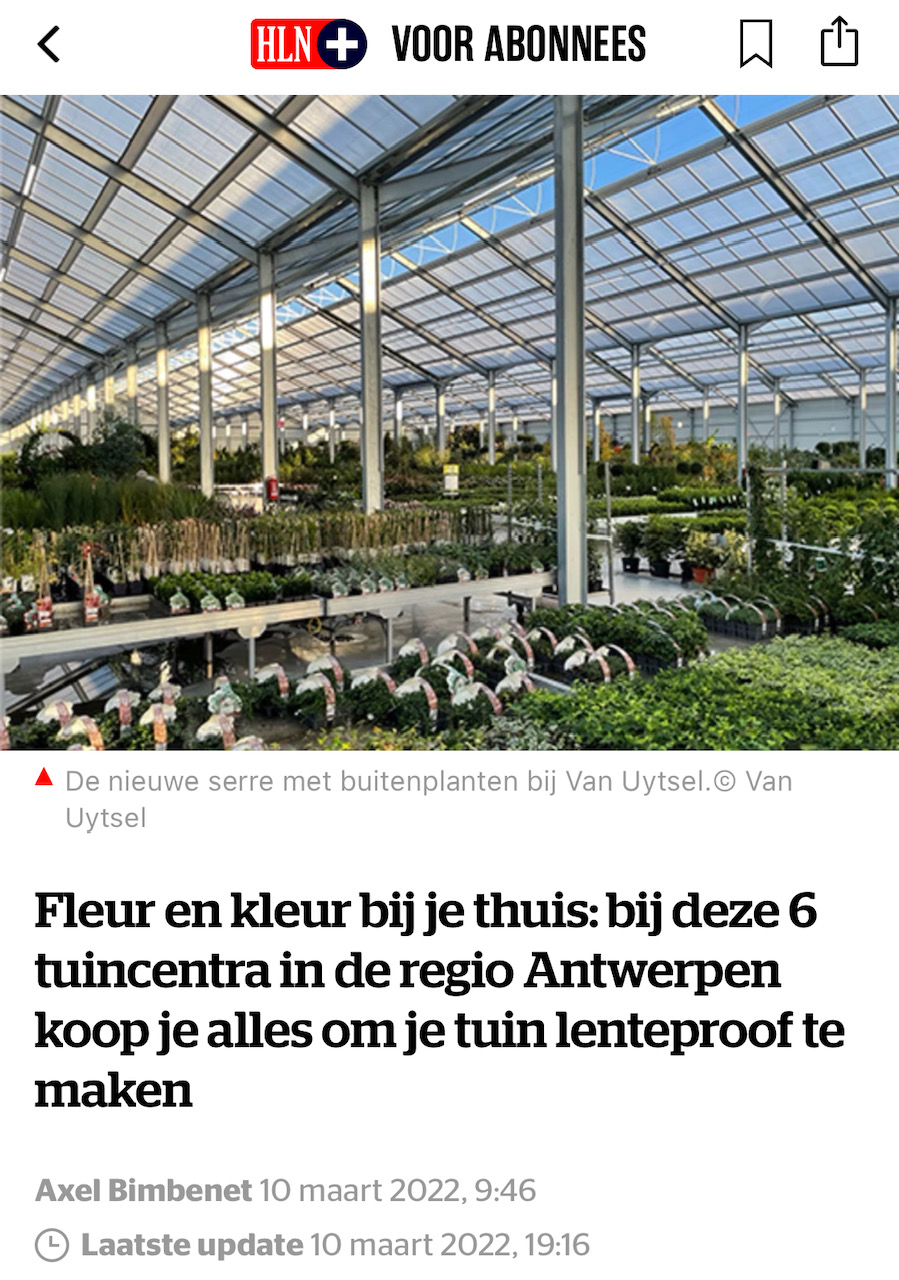 Tuincentrum Van Uytsel in HLN